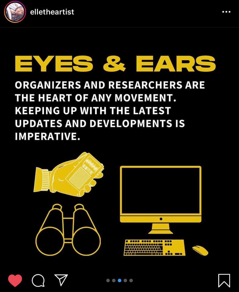 elletheartist

Eyes & Ears

Organizers and researchers are the heart of any movement. Keeping up with the latest updates and developments is imperative.
